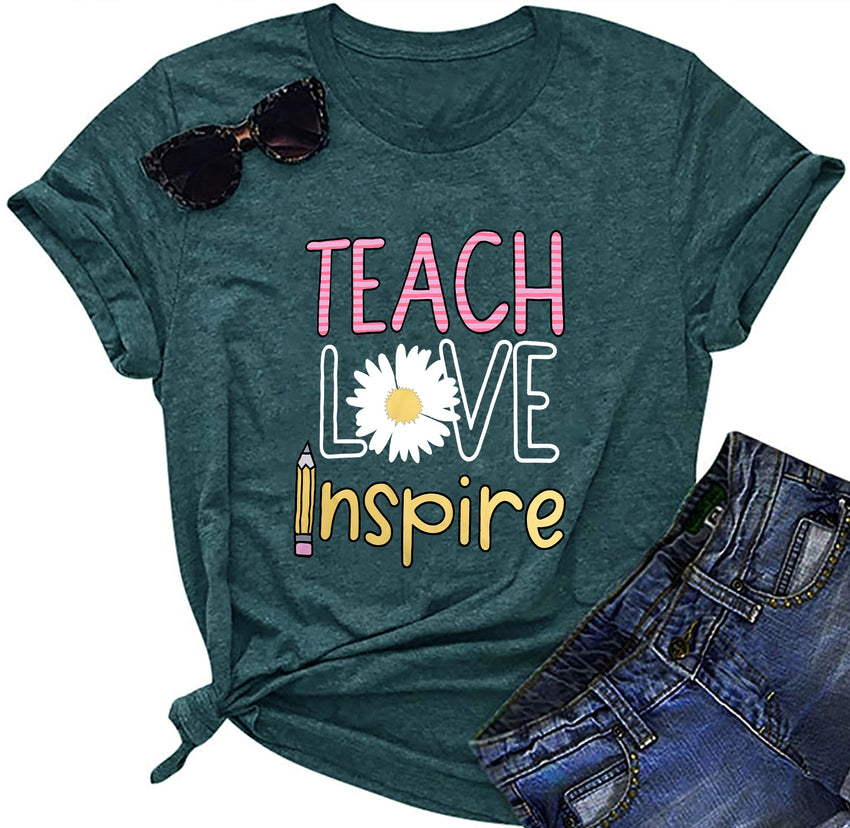 Women's T-Shirt Teaching Kindness Teacher Shirt Funny Short Sleeve Inspirational Graphic Tee Topproduct