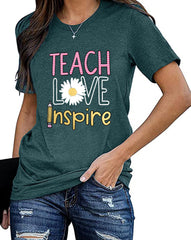 Women's T-Shirt Teaching Kindness Teacher Shirt Funny Short Sleeve Inspirational Graphic Tee Topproduct