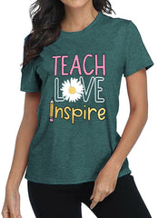 Women's T-Shirt Teaching Kindness Teacher Shirt Funny Short Sleeve Inspirational Graphic Tee Topproduct